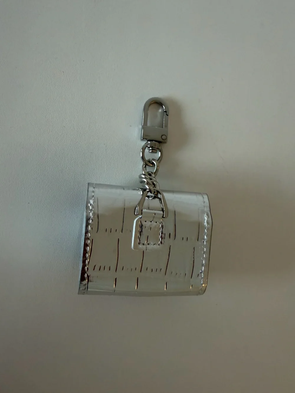 YSL  monogram AirPod case silver